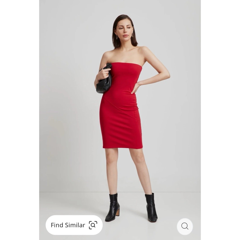 Marcella Women's Strapless Solid Red Back Zip Metro Mini Dress Size Medium
